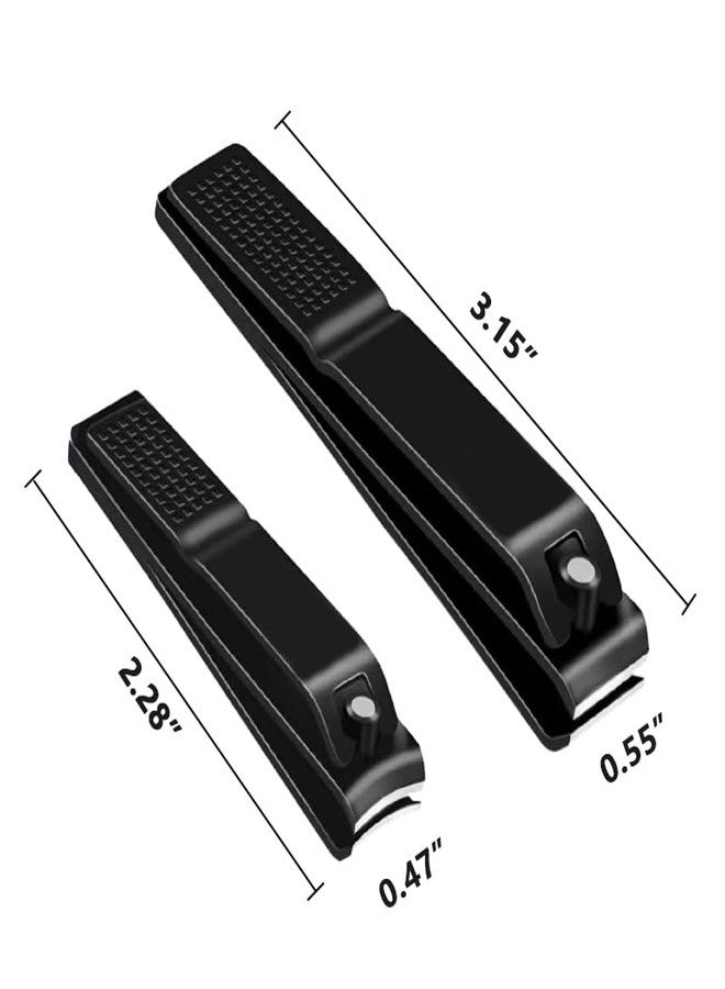 OHOO Nail Clippers Set Sharp Black Nail Cutter Fingernail Toenail Clipper with Case Large and Small 2 Piece (Black case) - Image 4
